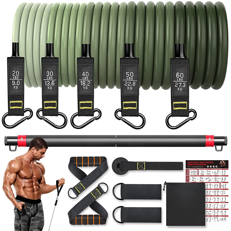 5 Tube Fitness Exercise Resistance Band Set Workout Bands_1