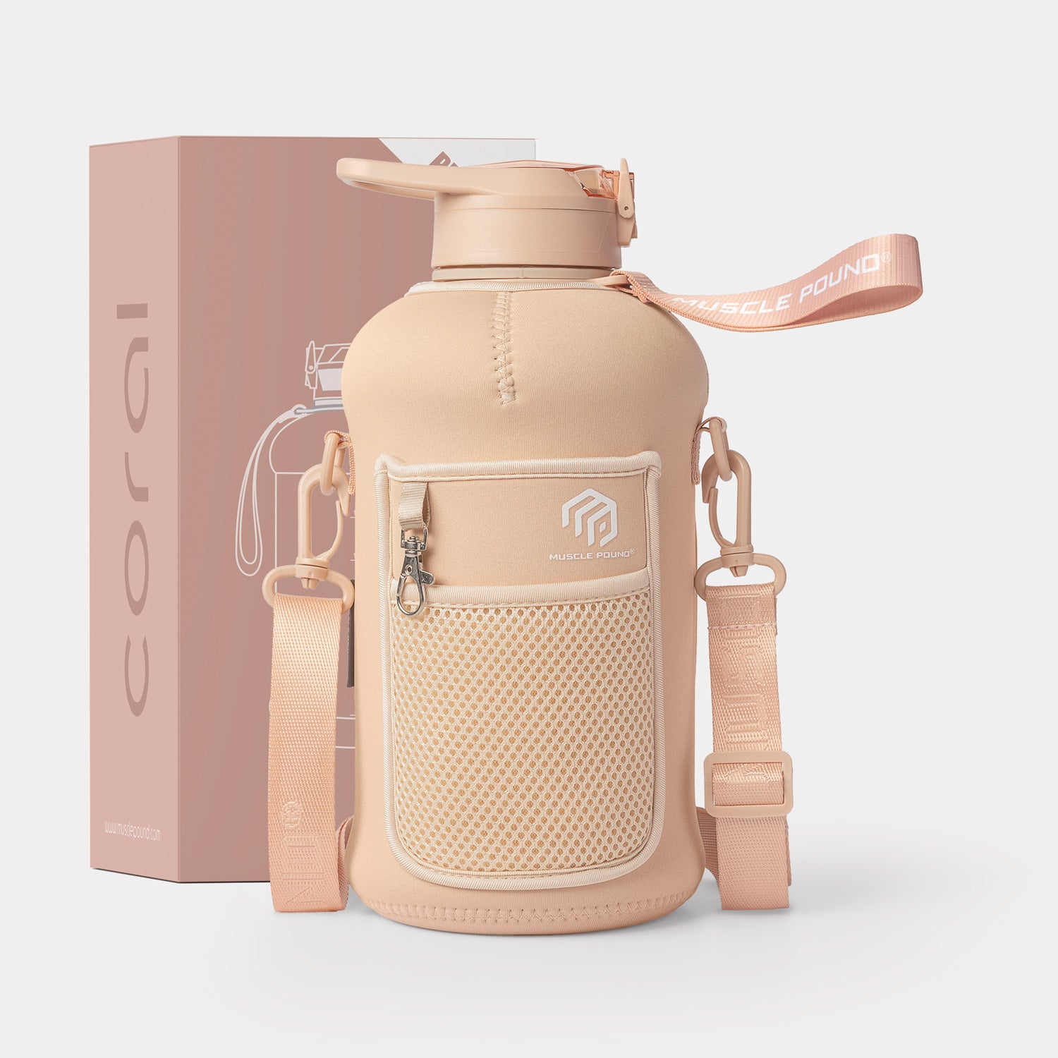 Side view of the Pro Jug in Coral showing the texture